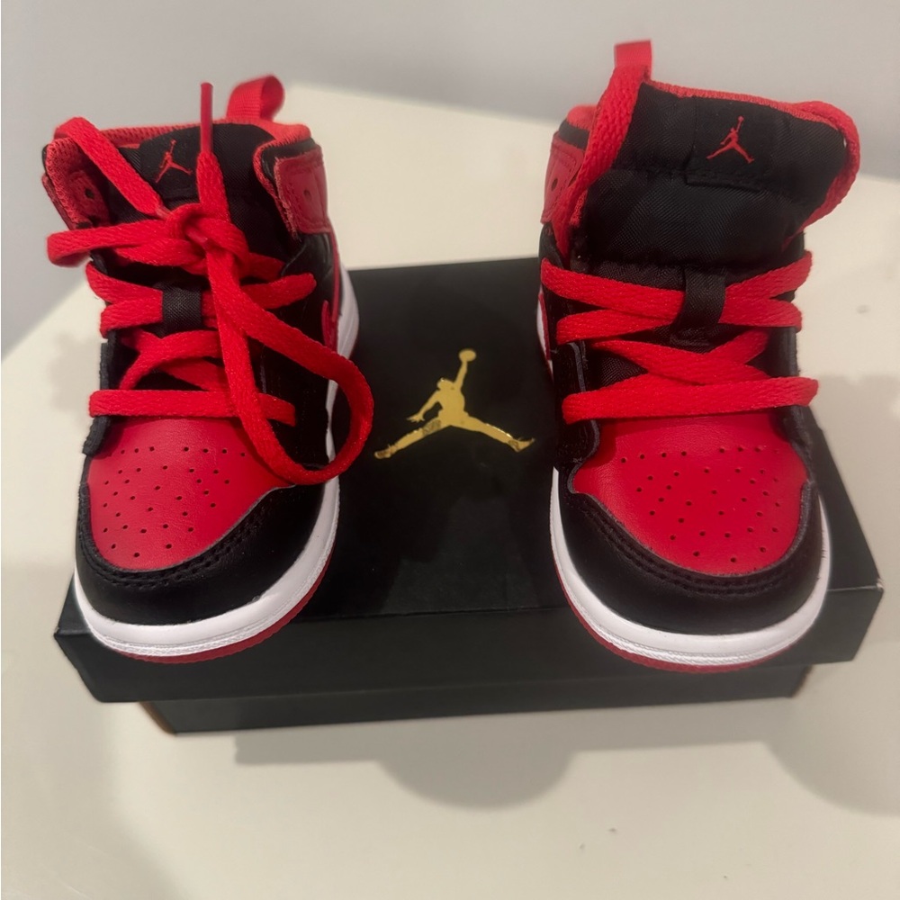 Kids Red and Black Jordan Shoes